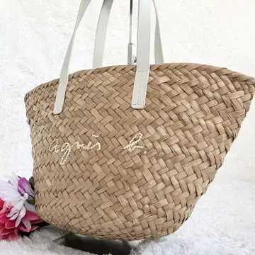 큰 인기 에네스베 agnes b. 바스켓백 화이트 베이지