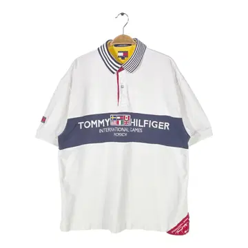 90s 타미힐피거 피케 셔츠 세일링 만국기 올드 구형 택 L