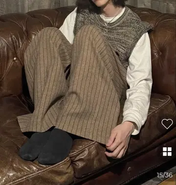 NUGU 스트라이프 와이드 밴딩 팬츠