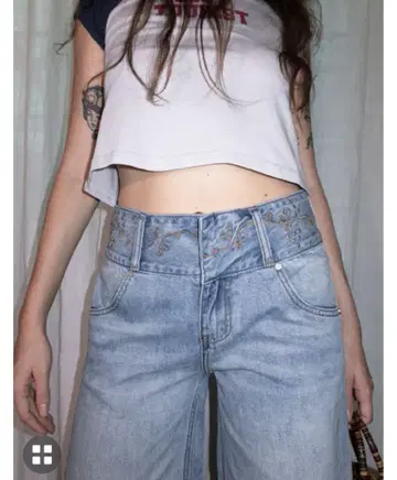 sculptor Vine Half Denim Pants Ice Blue