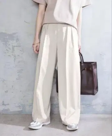 슬로브 이에나 린넨 투 턱 와이드 팬츠