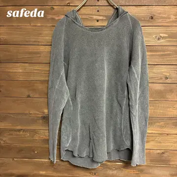 [ safeda ] 그레이 후드 부착 긴팔 후드티 컷오프 F