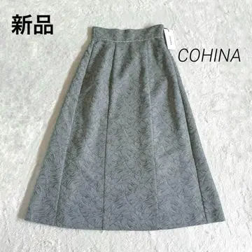 새상품 COHINA 백 레이스업 자카드 스커트 S