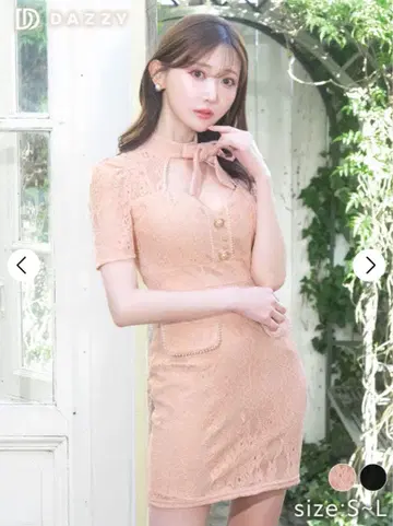 dazzy store 핑크 레이스 드레스 S