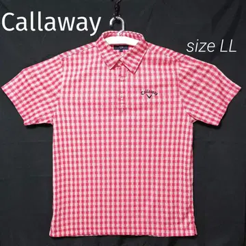 Callaway 도트 깅엄 체크 패턴 폴로 셔츠 사이즈 LL