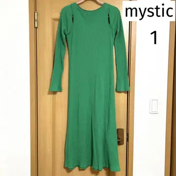 mystic 컷아웃 리브 원피스 그린 S 사이즈