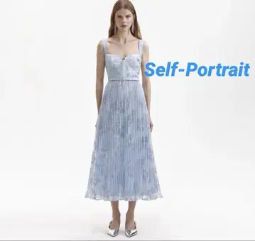 Self-Portrait 플리츠 드레스 블루