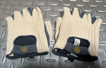 ZARA 크림 & 네이비 핑거리스 글로브 가죽 장갑 드라이빙 신사 메쉬