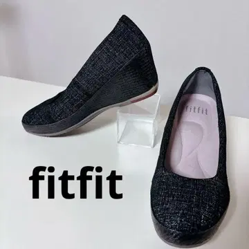 [새상품급] fitfit 인힐 웨지 펌프스 22.5cm 라메 데님