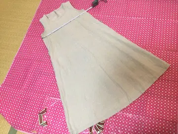 MUJI 베이지 슬리브리스 A라인 원피스 무인양품 린넨 원피스