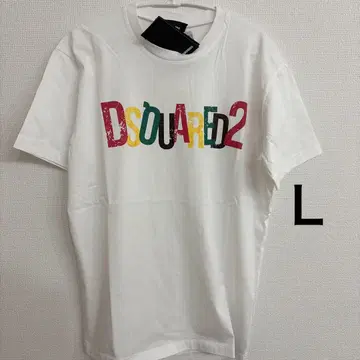 화이트 L 사이즈 DSQUARED2 컬러풀 로고 티셔츠