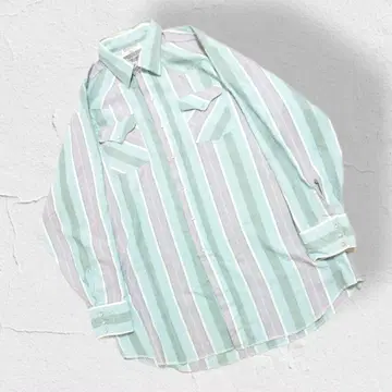 80년대 USA 제작 Ranch and Town 스트라이프 웨스턴 셔츠