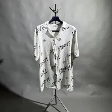 ZARA 핸드 라이팅 프린트 니트 오픈 카라 셔츠 XL