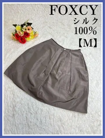FOXCY 폭시 실크 100% 스커트 무릎 기장 M