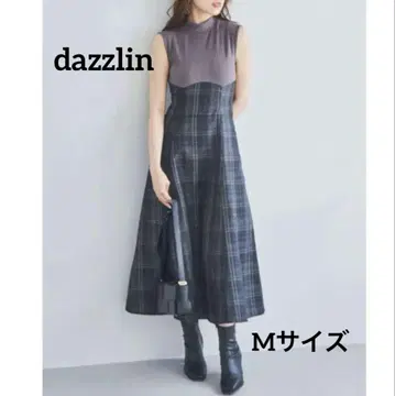 dazzlin 더즐린 체크 슬리브리스 코르셋 롱 원피스