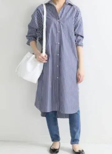 스픽 앤 스팬 긴팔 롱 셔츠 원피스 코튼 봄/여름/가을/겨울