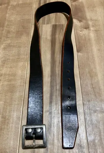 빈티지 4mm 두께 블랙 가죽 벨트 34