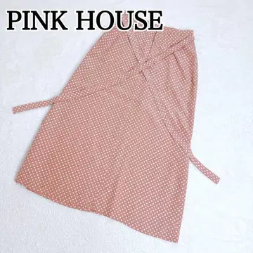 [ PINK HOUSE ] 핑크하우스 롱 스커트 도트 물방울 핑크