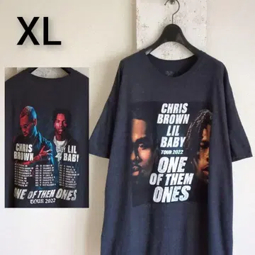 구제 의류 크리스 브라운 릴 베이비 TOUR T셔츠 차콜 블랙 XL