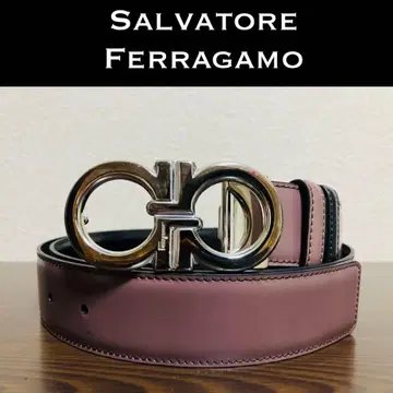 살바토레 페라가모 가죽 벨트 더블 간치니 실버 리버서블