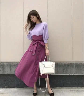 SNIDEL 스나이델 비대칭 컬러 트렌치 스커트