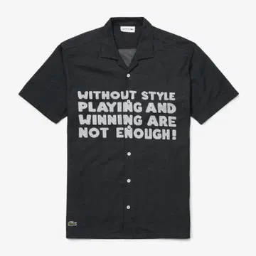 새상품급 LACOSTE 레터 자카드 커터 셔츠 네이비 오픈 카라
