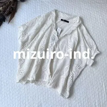 [택 포함 새상품] 미즈이로인드 블라우스 튜닉 레이스 자수