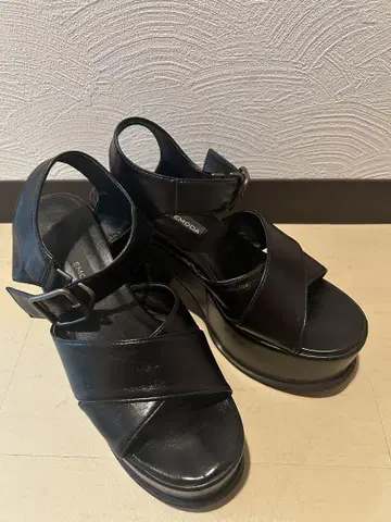 EMODA 크로스 스트랩 블랙 샌들 L 사이즈 힐 11cm