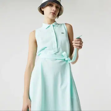 LACOSTE 벨트 디자인 슬리브리스 폴로 드레스 민트 그린
