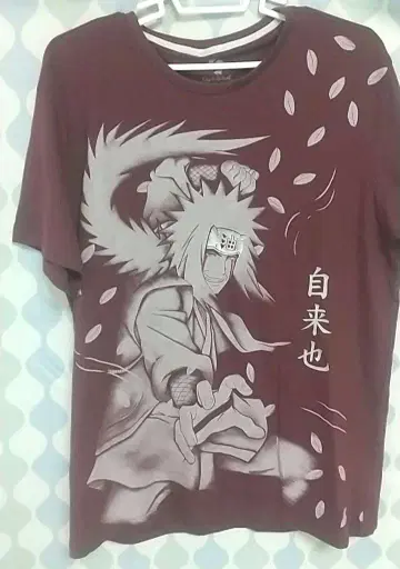 NARUTO 나루토 반팔 티셔츠 빅 프린트 지라이야 빨간색