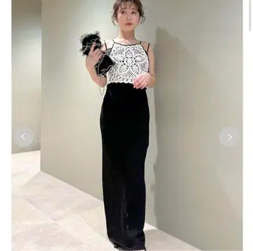 새상품급 크로셰 뷔스티에 도킹 니트 원피스 릴리 브라운