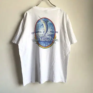 80s USA 제작 White Marlin Open 프린트 티셔츠 청새치