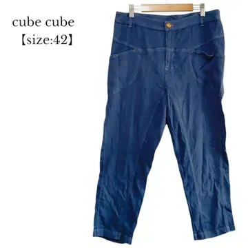 [ Cube Cube ] 데님 테이퍼드 팬츠 마 혼방 블루 사이즈 42