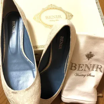 미사용 새상품 BERNI 레이스 화이트 뮬 25.5cm (40)