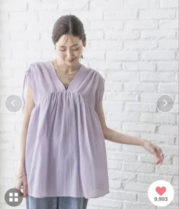 글로벌 워크 에어리 릴랙스 개더 블라우스 M 사이즈 라벤더