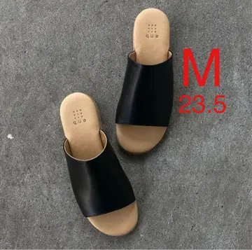 que 큐 가죽 샌들 블랙 M 블랙 23.5