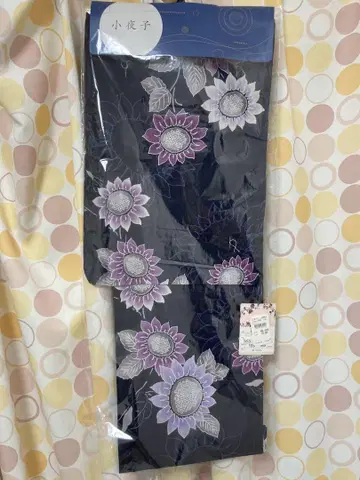 사요코 유카타 린의 여름 해바라기 자수 네이비 컬러 유카타