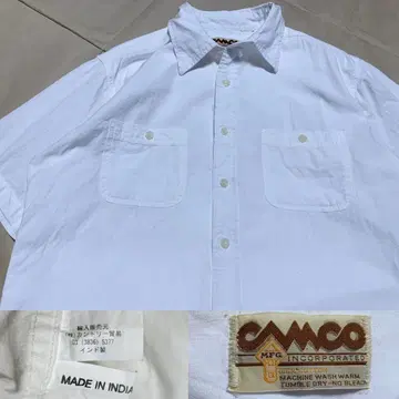 CAMCO 셔츠 반팔 화이트 인도산 화이트 CAMCO 워크 셔츠