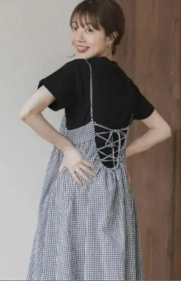 어반 리서치 뷔스티에 원피스 깅엄 체크
