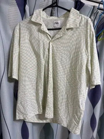 ZARA 반팔 셔츠 체크 무늬