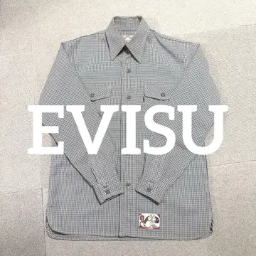 EVISU 에비수 긴팔 플란넬 셔츠 글렌체크 사이즈 38 레어