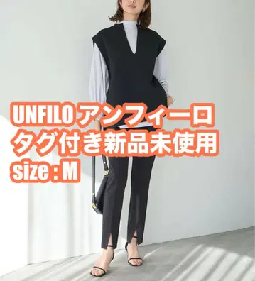 UNFILO [물세탁 가능/스트레치/주름 방지] 프론트 슬릿 팬츠