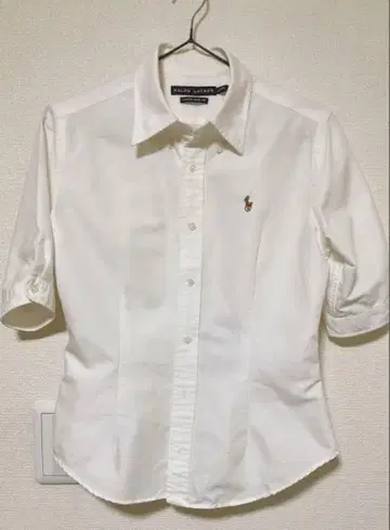 Ralph Lauren 화이트 5부 소매 피케 셔츠