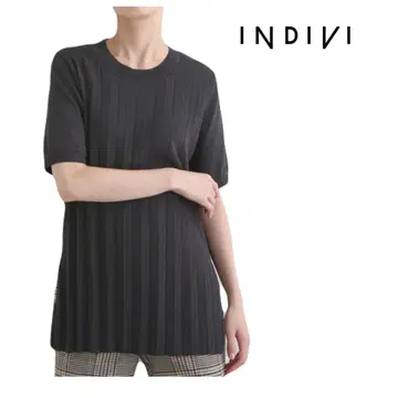 INDIVI 플리츠 디자인 튜닉 니트 일본제 세탁 가능 상의 니트