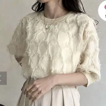 CAPRICIEUX LE'MAGE 하프 슬리브 프린지 블라우스 화이트