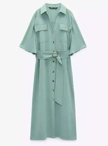 ZARA 골드 버튼 셔츠 원피스