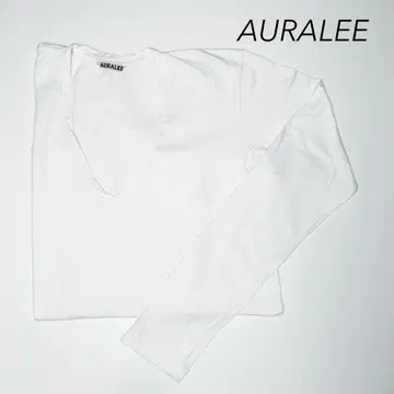 [ AURALEE ] V넥 롱 슬리브 T셔츠