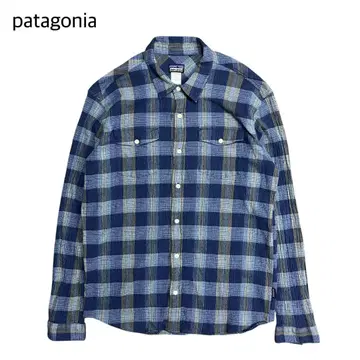 patagonia Steersman 셔츠 체크 코튼 네이비 L