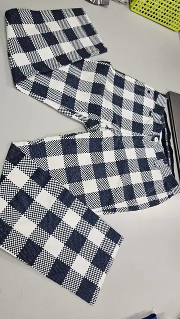 and per se 체크 무늬 팬츠 네이비
