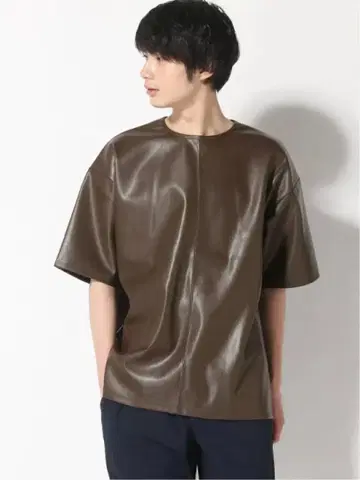 HARE 하레 인조 가죽 브라운 오버 사이즈 T셔츠